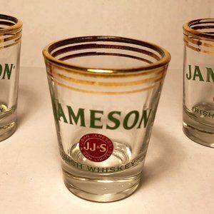 Jameson Gold Rim Shot Glasses - Set of 3 Like New